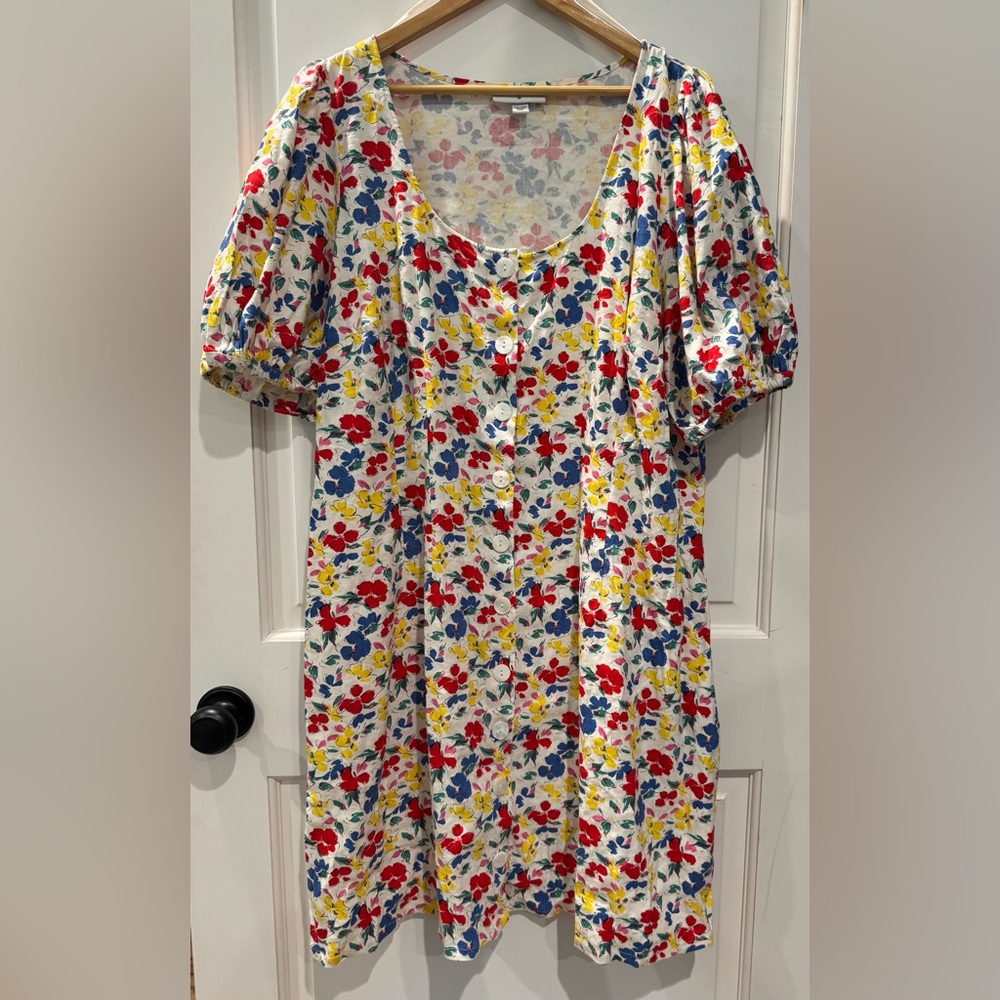 Rixo x Target Floral Puff Sleeve Linen Blend Mini Dress Multi Size 16/18W - Picture 2 of 9
